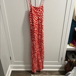 NEW WITH TAGSOrange and Light Pink midi dress with a side slit and strappy back